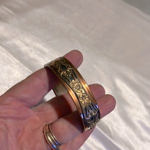 Art Deco style vintage/antique clasp bracelet copper clad floral motif